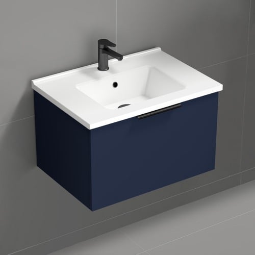Blue Wall Mounted Small Bathroom Vanity, Modern, 26 Inch Nameeks BODRUM26